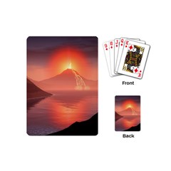 Volcano Lava Landscape Glow Lake Playing Cards Single Design (mini) by Simbadda