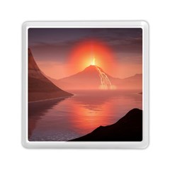 Volcano Lava Landscape Glow Lake Memory Card Reader (Square)