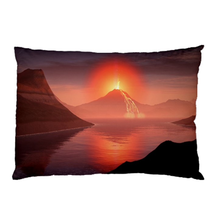 Volcano Lava Landscape Glow Lake Pillow Case (Two Sides)