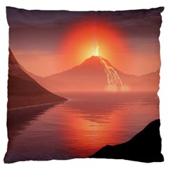 Volcano Lava Landscape Glow Lake Large Cushion Case (one Side) by Simbadda