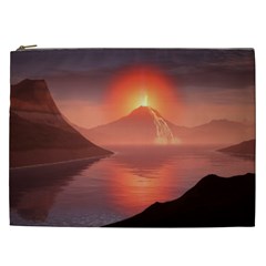 Volcano Lava Landscape Glow Lake Cosmetic Bag (xxl) by Simbadda