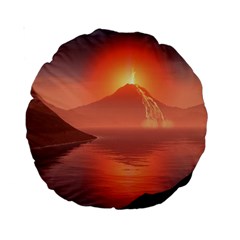 Volcano Lava Landscape Glow Lake Standard 15  Premium Round Cushions