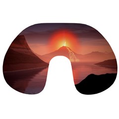 Volcano Lava Landscape Glow Lake Travel Neck Pillow