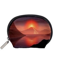 Volcano Lava Landscape Glow Lake Accessory Pouch (small) by Simbadda