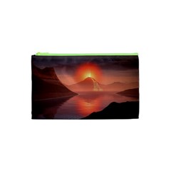 Volcano Lava Landscape Glow Lake Cosmetic Bag (xs) by Simbadda