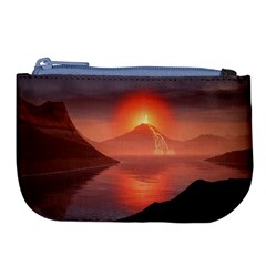 Volcano Lava Landscape Glow Lake Large Coin Purse by Simbadda