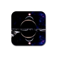 Planet Sky Lake Landscape Sun Rubber Square Coaster (4 Pack)  by Simbadda