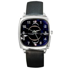 Planet Sky Lake Landscape Sun Square Metal Watch by Simbadda