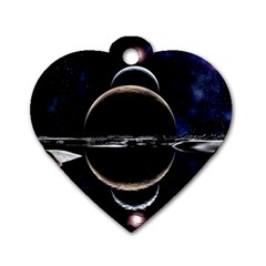 Planet Sky Lake Landscape Sun Dog Tag Heart (one Side) by Simbadda