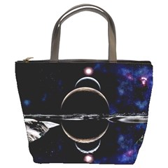 Planet Sky Lake Landscape Sun Bucket Bag by Simbadda