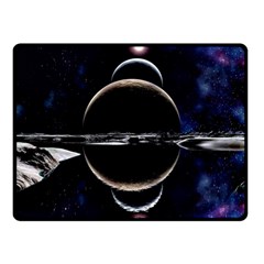 Planet Sky Lake Landscape Sun Fleece Blanket (small) by Simbadda