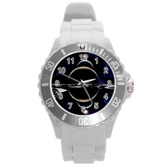 Planet Sky Lake Landscape Sun Round Plastic Sport Watch (l) by Simbadda