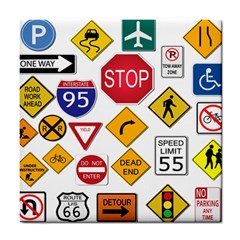 Street Signs Stop Highway Sign Tile Coaster by Simbadda