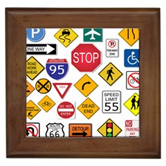 Street Signs Stop Highway Sign Framed Tile by Simbadda