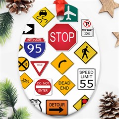 Street Signs Stop Highway Sign Ornament (oval) by Simbadda