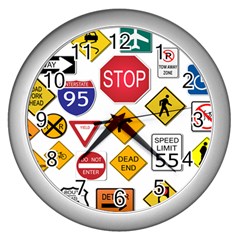 Street Signs Stop Highway Sign Wall Clock (silver) by Simbadda