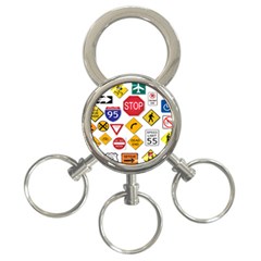 Street Signs Stop Highway Sign 3-ring Key Chain by Simbadda