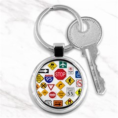 Street Signs Stop Highway Sign Key Chain (round) by Simbadda