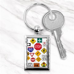 Street Signs Stop Highway Sign Key Chain (rectangle) by Simbadda