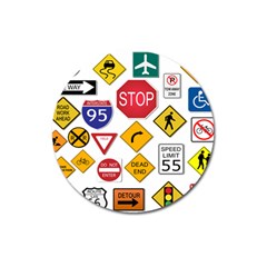 Street Signs Stop Highway Sign Magnet 3  (round) by Simbadda