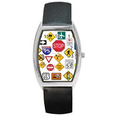 Street Signs Stop Highway Sign Barrel Style Metal Watch by Simbadda