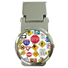 Street Signs Stop Highway Sign Money Clip Watches by Simbadda