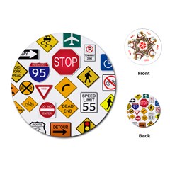 Street Signs Stop Highway Sign Playing Cards Single Design (round) by Simbadda