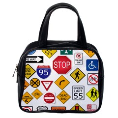 Street Signs Stop Highway Sign Classic Handbag (one Side) by Simbadda