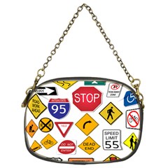 Street Signs Stop Highway Sign Chain Purse (two Sides) by Simbadda