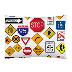 Street Signs Stop Highway Sign Pillow Case by Simbadda