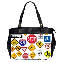 Street Signs Stop Highway Sign Oversize Office Handbag (2 Sides) by Simbadda