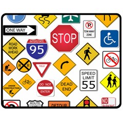 Street Signs Stop Highway Sign Fleece Blanket (medium)  by Simbadda