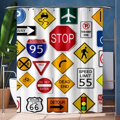 Street Signs Stop Highway Sign Shower Curtain 60  X 72  (medium)  by Simbadda