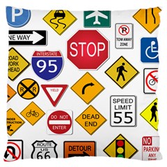 Street Signs Stop Highway Sign Large Cushion Case (two Sides) by Simbadda