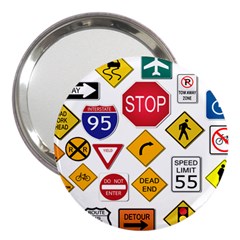 Street Signs Stop Highway Sign 3  Handbag Mirrors by Simbadda