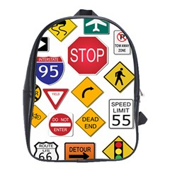 Street Signs Stop Highway Sign School Bag (xl) by Simbadda