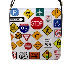 Street Signs Stop Highway Sign Flap Closure Messenger Bag (l) by Simbadda