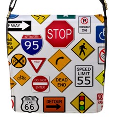 Street Signs Stop Highway Sign Flap Closure Messenger Bag (s) by Simbadda