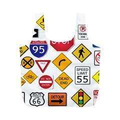 Street Signs Stop Highway Sign Full Print Recycle Bag (m) by Simbadda