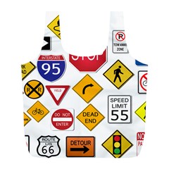 Street Signs Stop Highway Sign Full Print Recycle Bag (l) by Simbadda