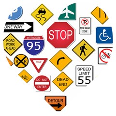 Street Signs Stop Highway Sign Wooden Puzzle Heart by Simbadda