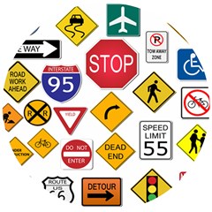 Street Signs Stop Highway Sign Wooden Puzzle Round by Simbadda