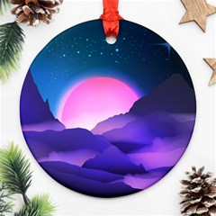 Mountain Sunrise Mountains Sunrise Ornament (round) by Simbadda