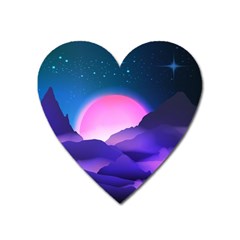 Mountain Sunrise Mountains Sunrise Heart Magnet by Simbadda