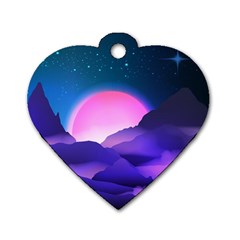 Mountain Sunrise Mountains Sunrise Dog Tag Heart (one Side) by Simbadda