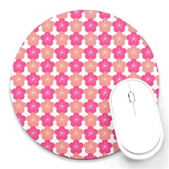 Sakura Flower Pattern Round Mousepads by Simbadda