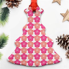 Sakura Flower Pattern Christmas Tree Ornament (two Sides) by Simbadda