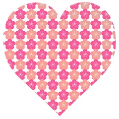 Sakura Flower Pattern Wooden Puzzle Heart