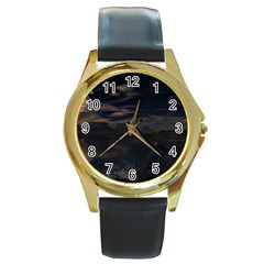 Landscape Planet Sky Lake Round Gold Metal Watch by Simbadda