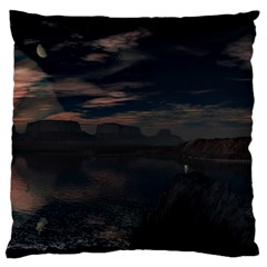 Landscape Planet Sky Lake Large Cushion Case (one Side) by Simbadda